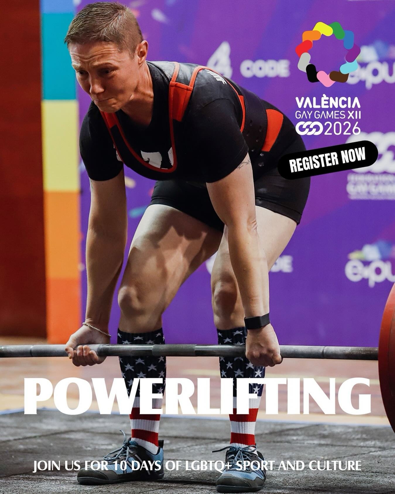 Lift loud, lift proud! 🏋️&zwj;♀️💪 Registration is OPEN for Gay Games XII 2026 in Val&egrave;ncia. Step onto the platform and show the world your strength. 🏳️&zwj;🌈 www.gaygamesvalencia2026.com/en/
